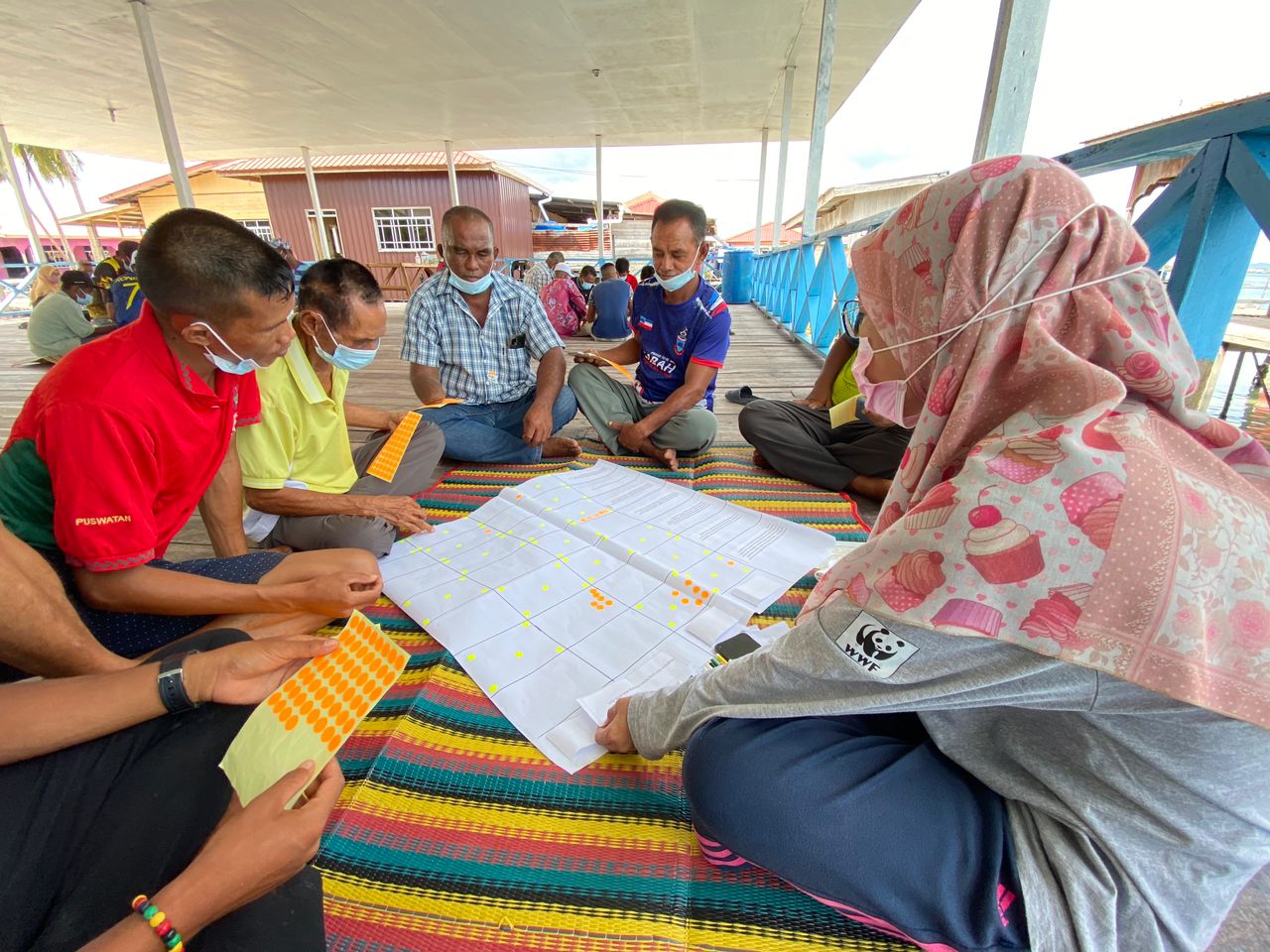 Larapan Island fishers in a group activity during an SSFP management plan workshop